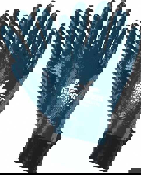 Chemical Resistant Gloves: Small, 15 mil Thick, Nitrile, Supported